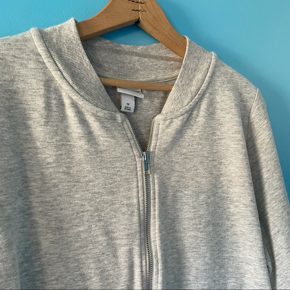 AVA & VIV Gray Zip Up Sweatshirt Sweater Sport Active 1X Soft Lounge Casual - Picture 7 of 12